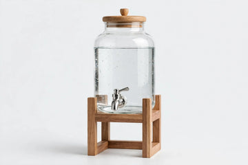 Glass Water Dispenser with Natural Wooden Stand