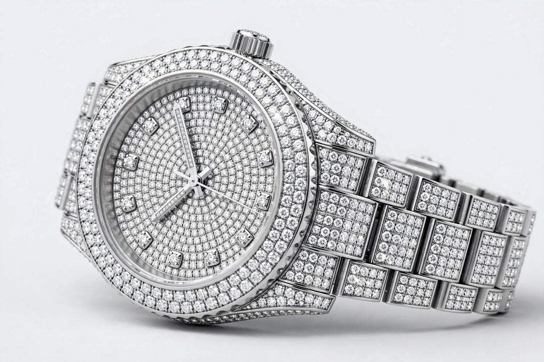 Straight European Hip Hop Diamond Quartz Wrist Watch